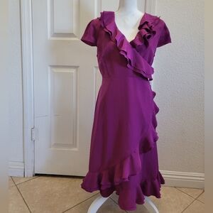 Elegant Magenta/Purple Ruffle Dress